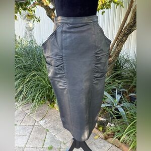 Vintage Black Leather Pencil Skirt